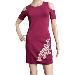 RDG GLOBAL LLC WOMEN’S BodyCon MAROON COLD SHOULD DRESS SIZE S